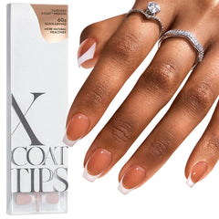 BTArtboxnails French Tip Press On Nails Brown Coffin, classic neutral French look.
