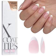 BTArtboxnails French-tip press-on nails in pink short almond for easy at-home manicure.