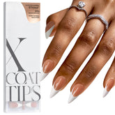 BTArtboxnails French-tip press-on nails in brown long stiletto shape for quick at-home salon-style manicures.