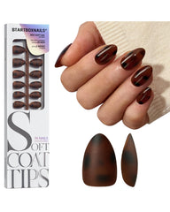 BTArtboxnails SoftCoattips tortoiseshell almond short nails on hand show natural salon-quality finish