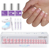 BTArtboxnails XCOATTIPS French nail kit shows neutral tones for at-home salon results.