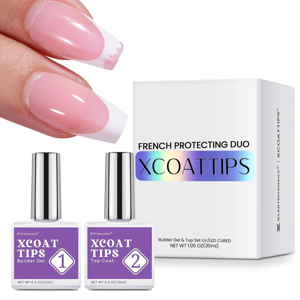 BTArtboxnails XCOATTIPS packaging shows complete kit for durable French tips protection