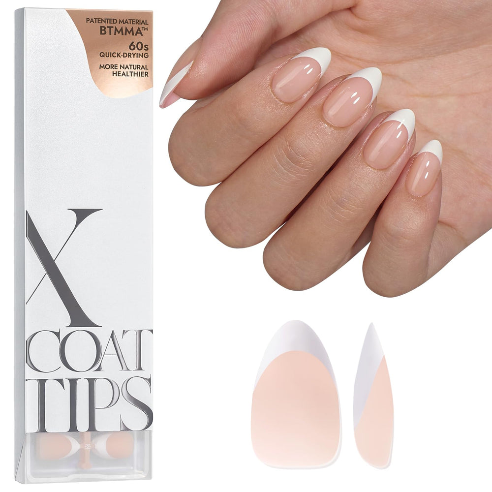 BTArtboxnails XCOATTIPS French tip close-up for chic manicure on short almond nails