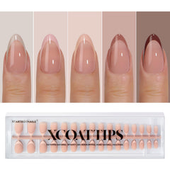 BTArtboxnails XCOATTIPS French tip nails almond short for easy natural French manicure.