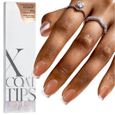 BTArtboxnails XCOATTIPS French tip nails laid out for quick at-home nail art.