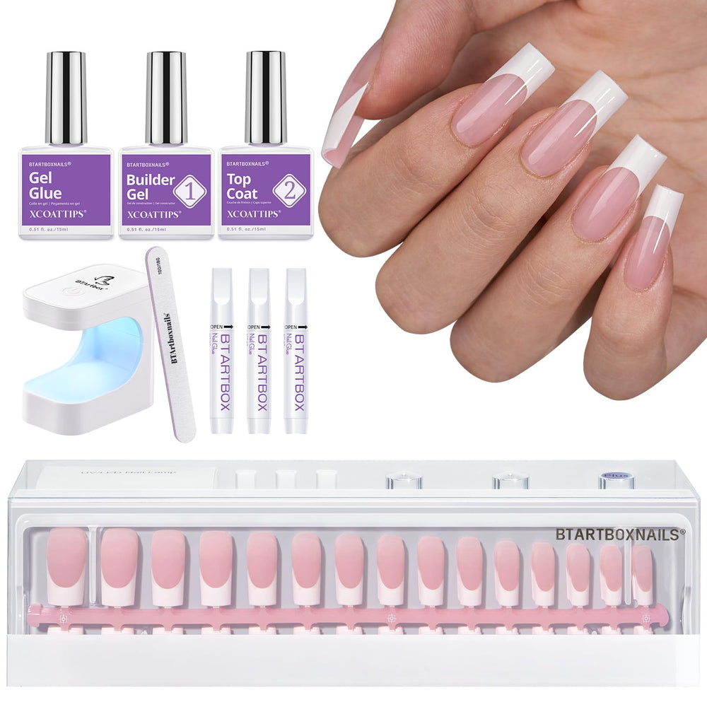 BTArtboxnails XCOATTIPS nail tips close-up showing durable long-square French-ready shape.