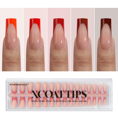 BTArtboxnails XCOATTIPS red French tip nails on square tips offer a quick holiday manicure.