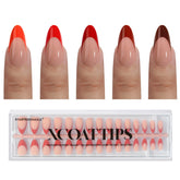 BTArtboxnails XCOATTIPS red French tip nails close-up for a festive manicure option.