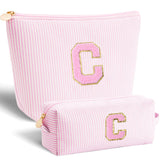 Btffitting customized mothers day gift pink makeup bag set with initials, a personalized keepsake for daily use.