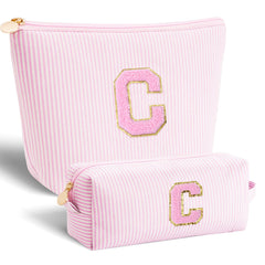 Btffitting customized mothers day gift pink makeup bag set with initials, a personalized keepsake for daily use.
