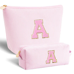 Btffitting makeup bag pink front view shows organized storage for cosmetics on the go.