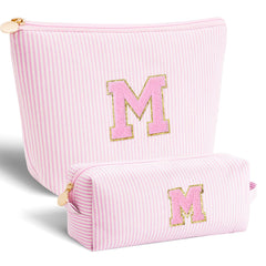 Btffitting makeup bag set pink front view ideal for organized travel cosmetics