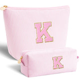 Btffitting monogram cosmetic bag in pink with initials for personalized gifting and travel.