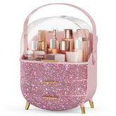 BTGGG Bling makeup organizers top view with dust cover for easy access