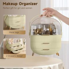 BTGGG makeup organizer portable handle enables secure travel and easy transport.