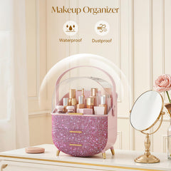 BTGGG Pink Diamond tiered storage drawers organize brushes and palettes efficiently