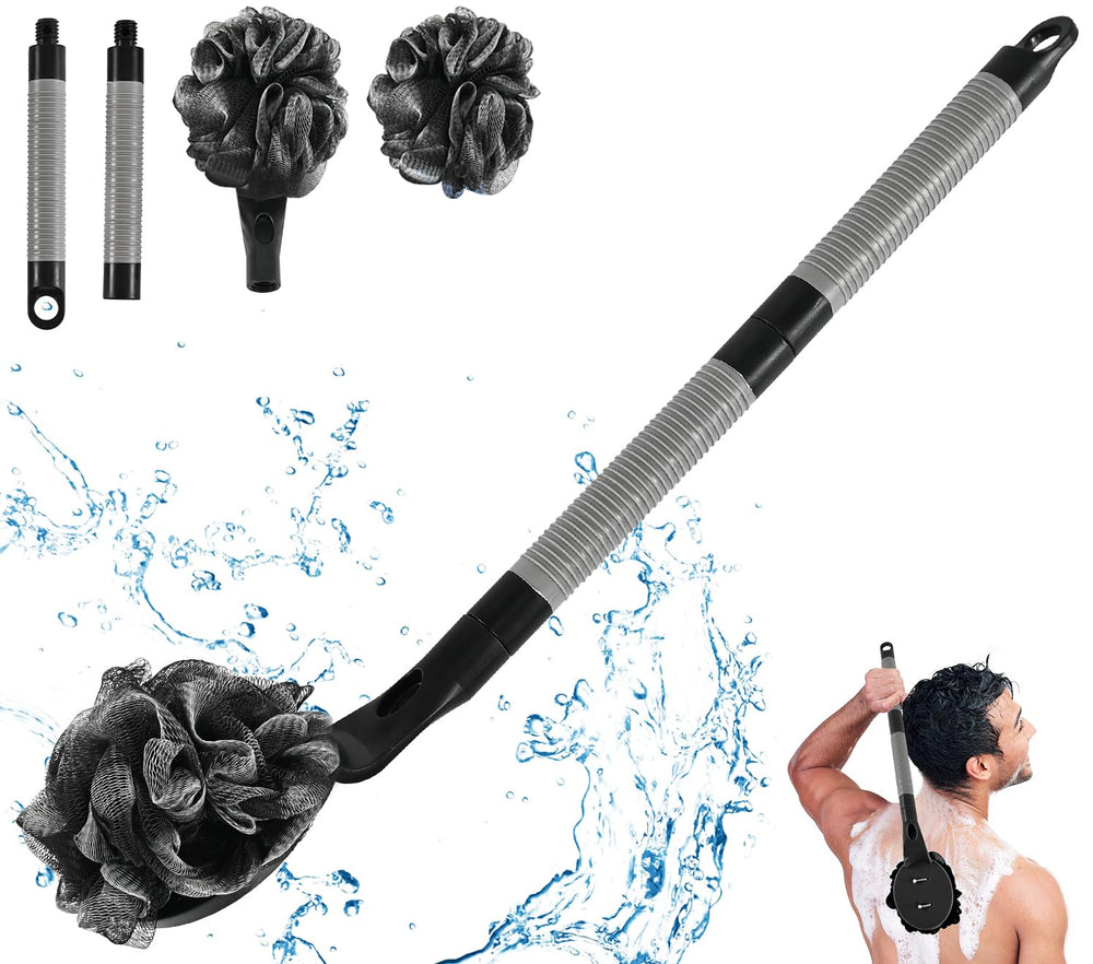 BTideas loofah with handle back scrubber extends reach for back cleansing and exfoliation