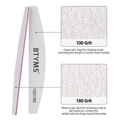 BTYMS nail file 180 grit fine side for refining edges and smoothing natural nails