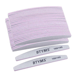 BTYMS double-sided emery boards 100/180 grit for versatile shaping of natural nails and enhancements