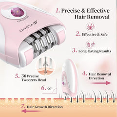 Bubbacare Smooth Glide Epilator with LED light highlights fine hairs