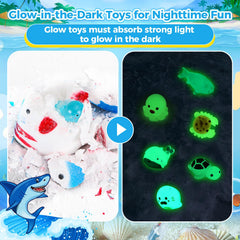BubFroo glow-in-the-dark toy inside bath bomb enhances nighttime baths