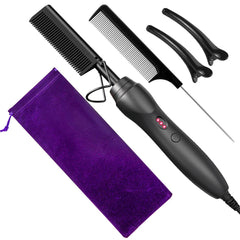 BudiGl hot comb black front view for quick everyday styling