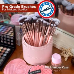Bueart Design pink rose-gold wooden handle brush for premium look