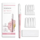 Bulimica Dermaplane Razor face demonstrates gentle peach fuzz removal for radiant skin.
