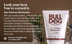 Bulldog Age Defence Serum ingredients closeup highlights vitamin E and rosemary benefits