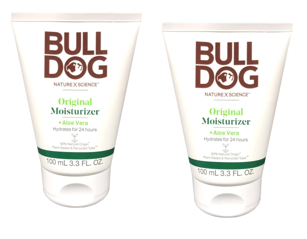 Bulldog Original Moisturizer tube close-up for quick, non-greasy hydration.