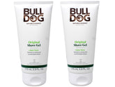 Bulldog Original Shave Gel bottle closeup for a smooth shave.