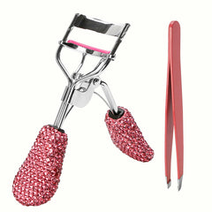 BuleVina pink eyelash curler with crystal rhinestones for dramatic curl.