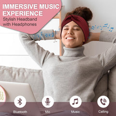 BULYPAZY headband headphones black knotted design provide stylish all-day wear.