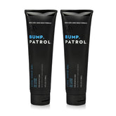 bump patrol gel de afeitar: frente de las botellas, facilita un afeitado suave.
