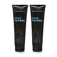 bump patrol gel de afeitar: frente de las botellas, facilita un afeitado suave.