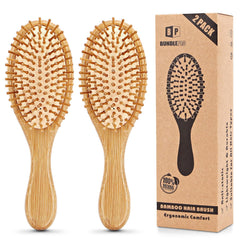 BUNDLEPRO Pack2 hair brush oval front view for gentle detangling and scalp massage