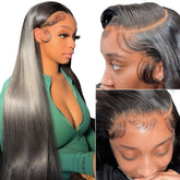 bunGiol Straight HD lace front wig, 24-inch length, close-up face for a natural everyday look.
