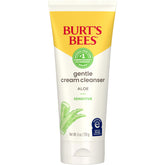 Burt's Bees Gentle Cream Cleanser Aloe bottle demonstrates gentle cleansing for sensitive skin
