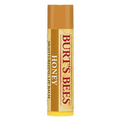 Burt's Bees Honey Moisturizing Lip Balm pack shot shows long-lasting hydration and honey scent.