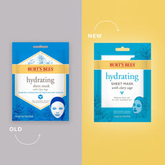 Burt's Bees hydrating sheet mask being applied for a quick 5-minute spa moment.