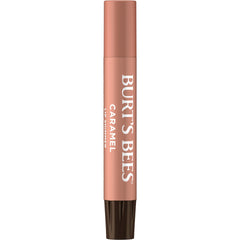 Burt's Bees Lip Shimmer Caramel tube opened to reveal creamy tint and shine.