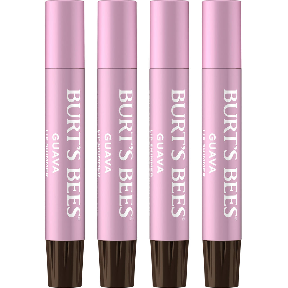 Burt's Bees Lip Shimmer Guava packaging close-up showing natural shimmer glow