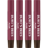 Burt's Bees Lip Shimmer Plum 4-pack pack shot showing shimmering, natural lip color.