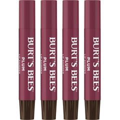 Burt's Bees Lip Shimmer Plum 4-pack pack shot showing shimmering, natural lip color.