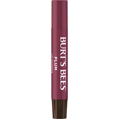 Burt's Bees Lip Shimmer Plum swatch on finger previewing buildable plum shade.