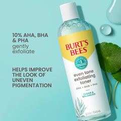 Burt's Bees liquid exfoliator pump bottle ready for nightly routine to help brighten pores