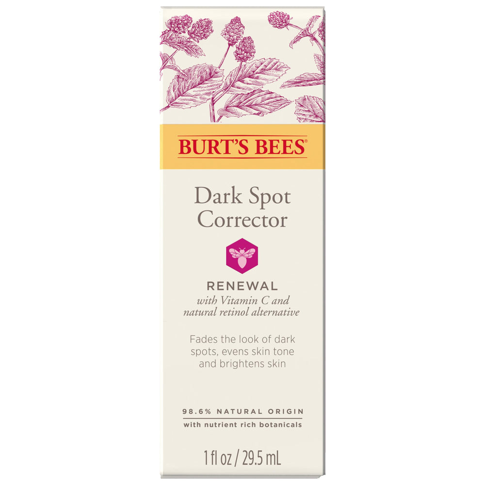 Burt's Bees Renewal Dark Spot Corrector bottle for targeted brightening and even-toned skin.