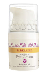 Burt's Bees Renewal Eye Cream packaging highlights natural, hydrating eye care.