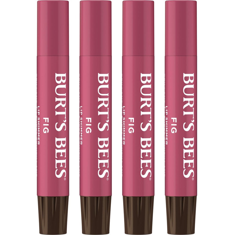 Burt's Bees Lip Shimmer Fig 4-pack hero shot showcasing a glow finish