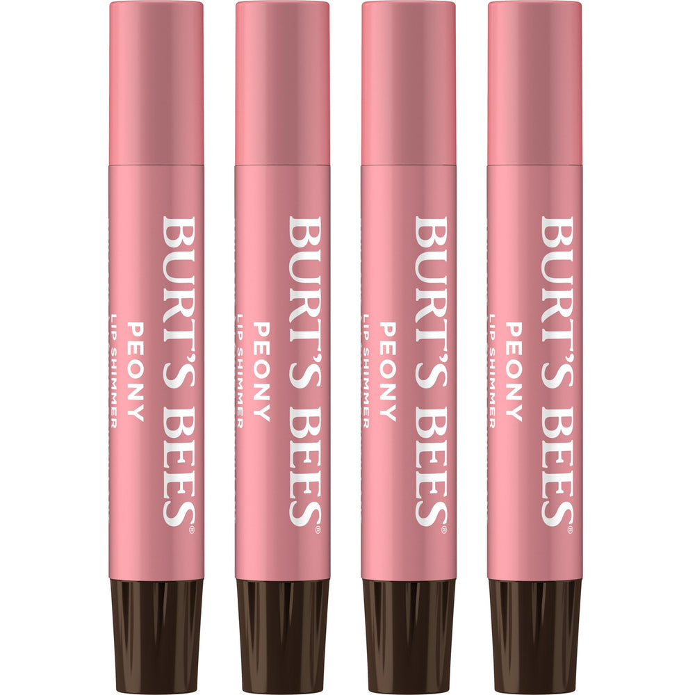 Burt's Bees Lip Shimmer Peony tube with rosy pink glow and moisture boost